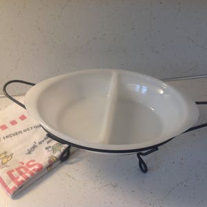 Casserole dish, Vintage Glasbake Divided Casserole Dish, Milk Glass Oval Divided Dish J-239 USA, casserole dish with stand