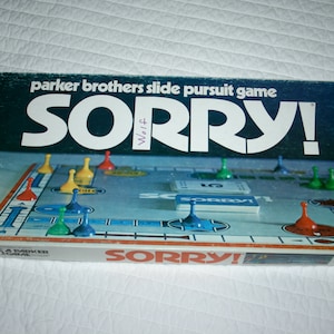 Vintage 1972 SORRY! Parker Brothers Slide Pursuit Board Game - Complete