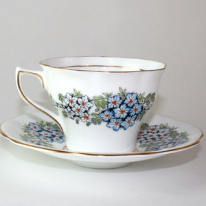 Rosina Bone China Made in England, Vintage blue teacup and saucer, Vintage Tea Cup and Saucer - Made In England