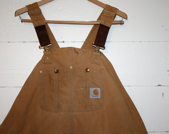 CARHARTT | Vintage Canvas Double Knee Carpenter, Workwear Overalls, Men's 50 Waist, Work Wear Made in USA, Bib Overalls