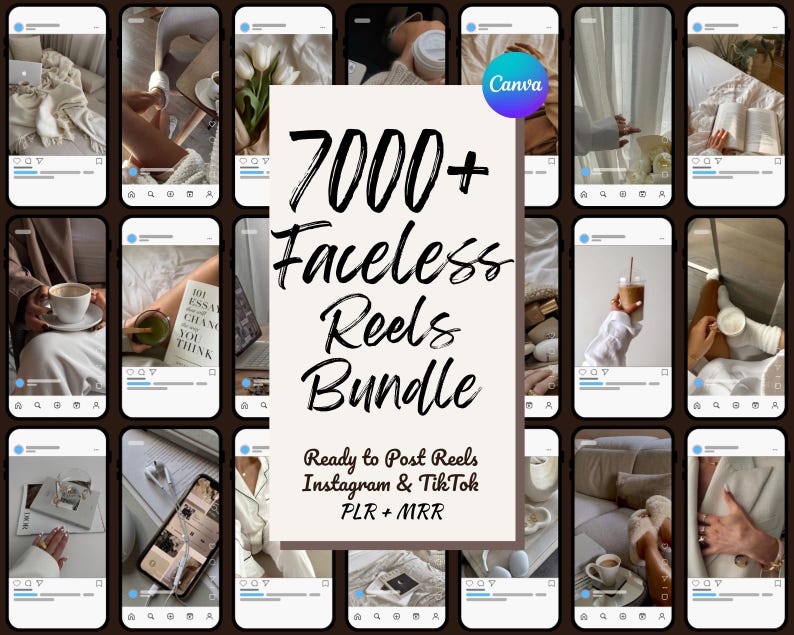 7000+ Faceless Reels Bundle, Aesthetic Reels, Faceless Aesthetic Videos, Photos, Digital Marketing, Viral Content, PLR MRR, Canva, Canva Pro image 1