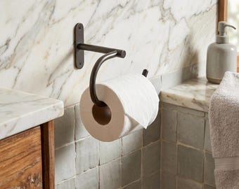 Black Toilet Paper Holder Wall Mounted – Modern Industrial Bathroom Tissue Holder  Minimalist Metal Roll Holder  Space Saving Bathroom Decor