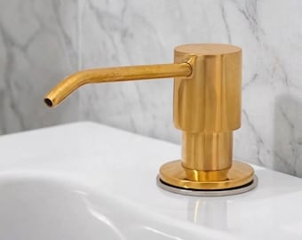 Brass Soap Dispenser Built In, Unlacquered Brass Sink Pump, Kitchen Soap Dispenser, Bathroom Countertop Pump, Handmade Brass