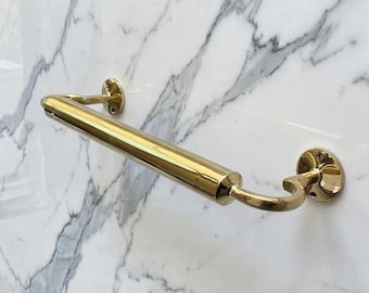 Solid Unlacquered Brass Towel Bar - Luxury Bathroom Hardware - Handmade Gold Hand Towel Rail - Minimalist Wall Mounted Brass Rack