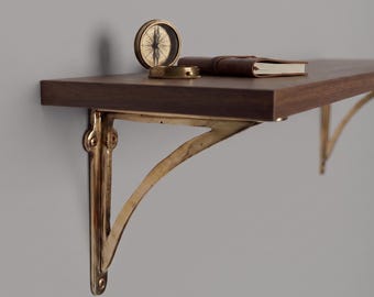 Vintage Brass Shelf Bracket – Antique Gold Wall Support – Decorative Metal Shelf Holder – Luxury Home Decor