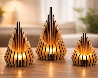 Lasergesneden lampontwerp SVG | 3D houten lampsjabloon | CNC Glowforge-bestand | Houten lampen