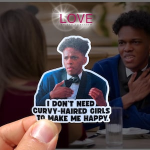 Klistermärke med kurviga tjejer som gör mig glad – Logan Love on the Spectrum Meme Die Cut-klistermärke