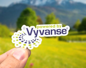Adesivo "Powered by Vyvanse" - Decalque de Vinil Recortado - Adesivo Divertido para TDAH - Presente para Pessoas Neurodivergentes com Problemas de Saúde Mental, Adesivo de Vinil Fosco