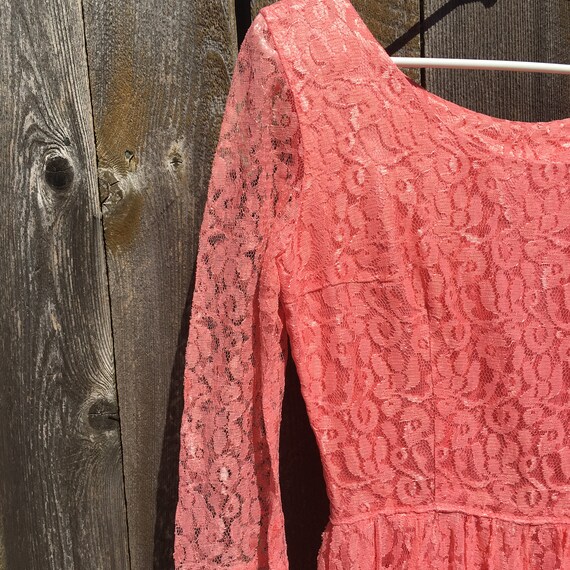 SALE Vintage Pretty in Pink Long Sleeve Lace Dress - image 3