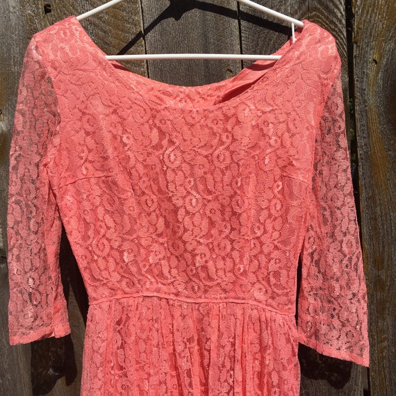 SALE Vintage Pretty in Pink Long Sleeve Lace Dress - image 2