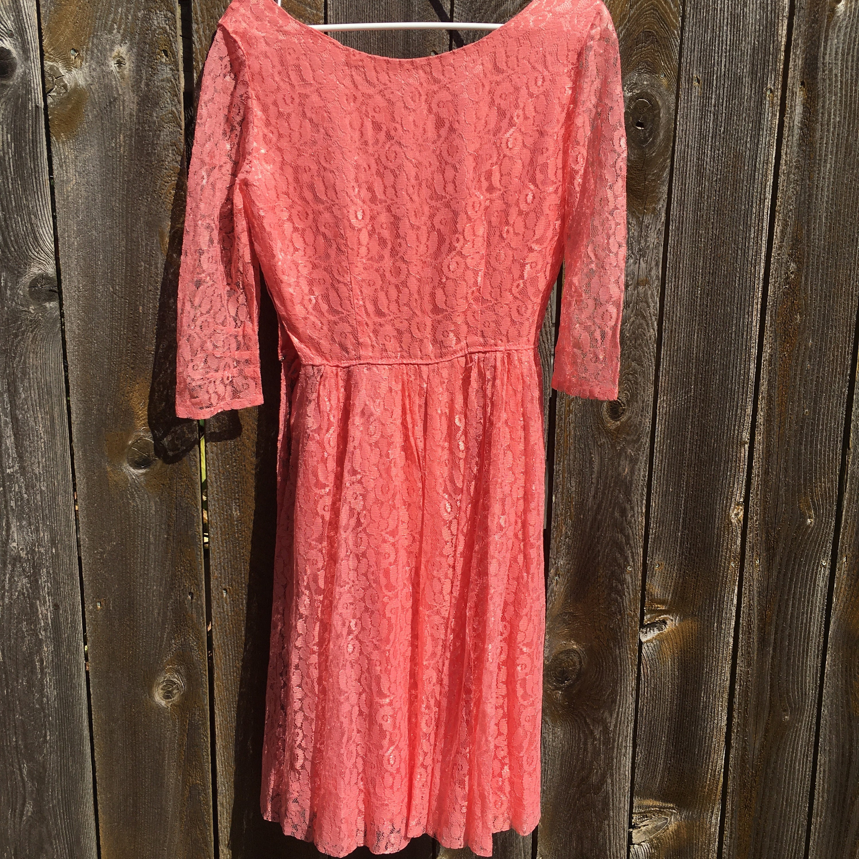 coral pink lace dress Coral Prom Dress A-Line Off the Shoulder Tiered Lace Prom Dress with Slit