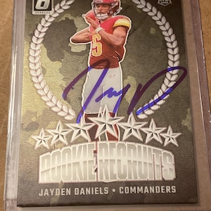 Jayden Daniels signerat Rookie-kort: Personlig autograf Commanders Football samlarpresent