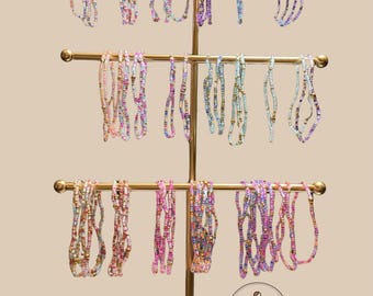 18k Gold-Filled Beaded Stackable Bracelets, Colorful