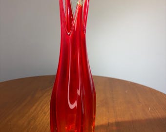 Red/Orange Swung Murano Vase