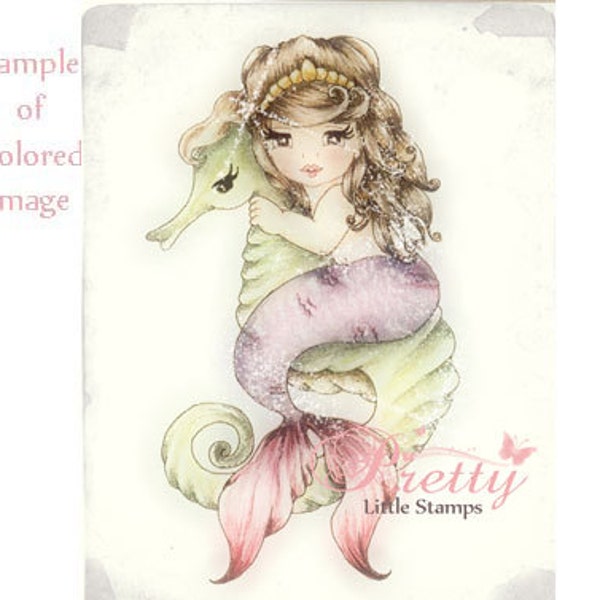 Pretty Mermaid- Pretty Little Stamps - Digital Digi Stamp Image - Chelsea Le Design