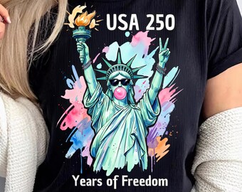 Preppy Brushstroke Statue of Liberty Blowing Bubble Png, USA Png, America 4th July Png Design, Girly usa design Png, Digital Download