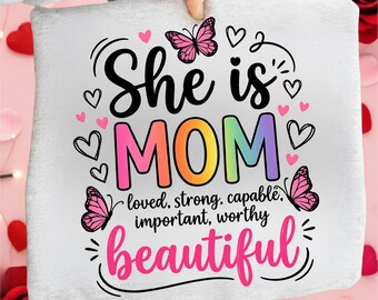 She Is Mom PNG, Retro Christian Mom Design, Floral Mom Life Quote, Bible Verse Mama Graphic, Hand Drawn Mother’s Day Gift, Digital Download