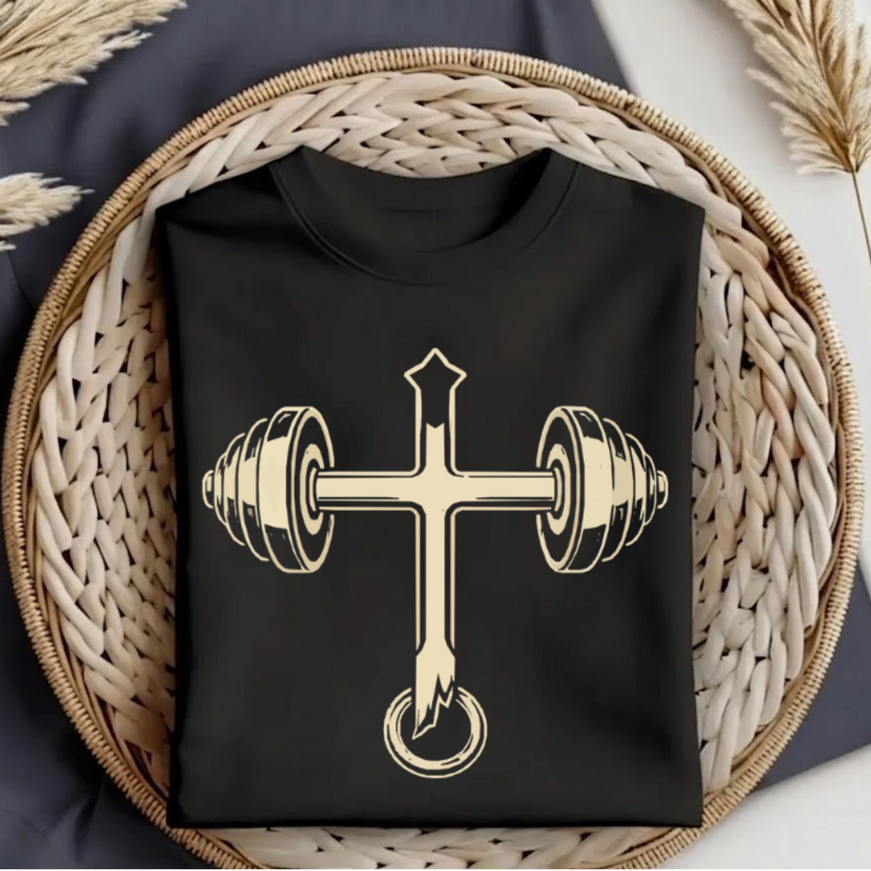 Dumbbell Cross Jesus is My Spotter PNG : Funny Christian Workout Gym ...