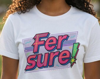 ¡Claro que sí! Camiseta gráfica / Diseño de texto pop retro de los 80