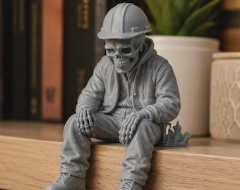 Night Foreman Skull Shelf Sitter | Gothic Bookshelf Decor | 3D Printed Collectible