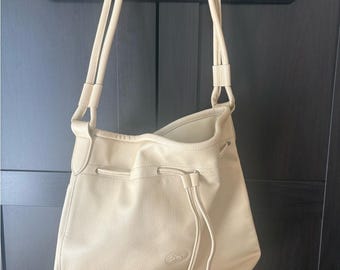 Vintage Longchamp Leder Kordelzug Umhängetasche