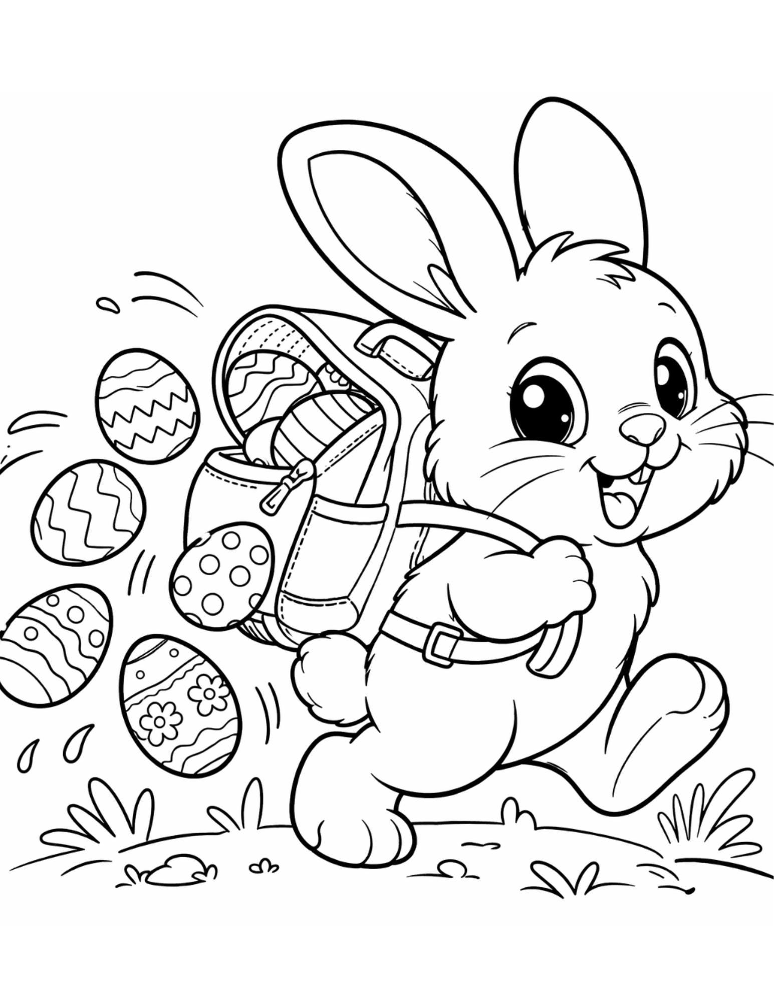 Easter Bunny Coloring Pages: 16 Pages for Kids (digital Download) - Etsy