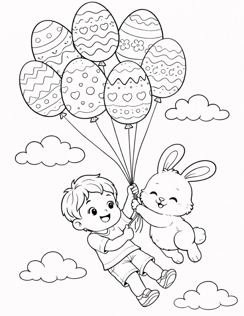 Easter Bunny Coloring Pages: 16 Pages for Kids (digital Download) - Etsy