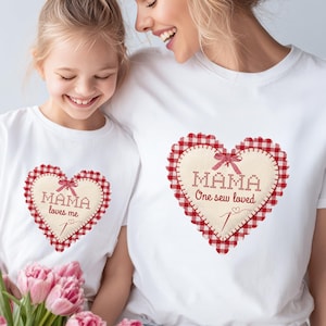 Mommy and me t-shirts Gingham Herz Vintage Patchwork-Stil