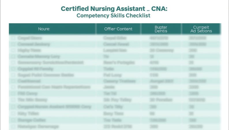 CNA Competency Skills Checklist | Nursing Assistant Training Tool ...