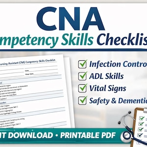 CNA Competency Skills Checklist | Nursing Assistant Training Tool (Printable PDF)