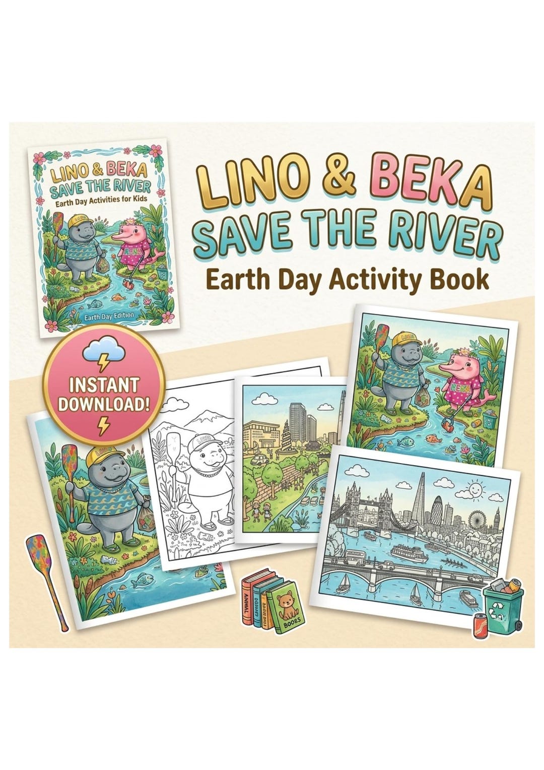 Earth Day Activities for Kids PDF | Save the River Coloring Book Ages 3 ...