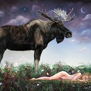 Leap and the Sleeping Princess John Bauer Inspired Original Oil Painting by Christina Ridgeway imagem 1