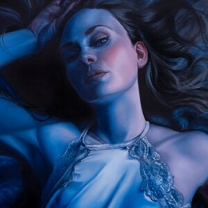 Blue Female Oil Portrait Study Realism Art by Christina Ridgeway image 2