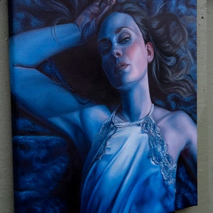 Blue Female Oil Portrait Study Realism Art by Christina Ridgeway image 3