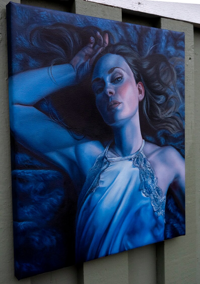 Blue Female Oil Portrait Study Realism Art by Christina Ridgeway image 3