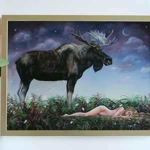 Leap and the Sleeping Princess John Bauer Inspired Original Oil Painting by Christina Ridgeway imagem 2