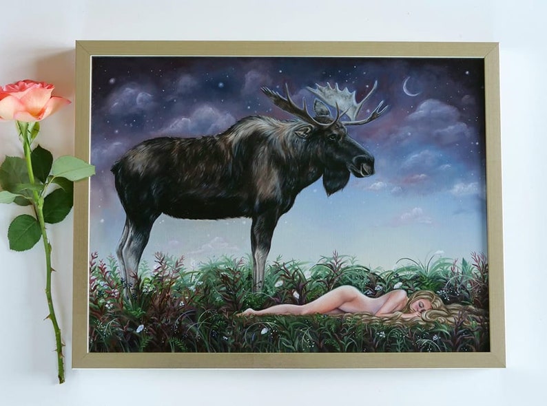 Leap and the Sleeping Princess John Bauer Inspired Original Oil Painting by Christina Ridgeway imagem 2