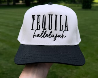 Gorra de camionero bordada con la frase "Tequila Hallelujah", gorra snapback divertida, gorra para despedida de soltera, regalo para chica de campo, gorra para beber, regalo para mujer
