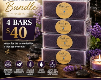 Paquete familiar de jabones orgánicos de lavanda Peace (4 unidades)