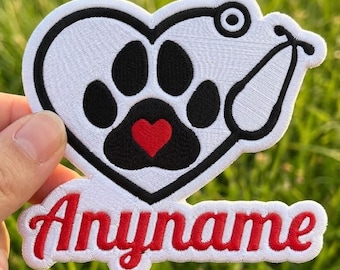 Custom Dog Cat Vet Tech Name Patch, Personalized Veterinarian Nurse Doctor Name, Embroidered Patches Applique for Clothes Hats Backpacks