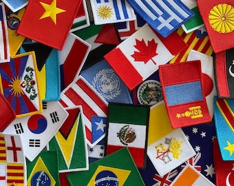 Embroidered National World Flags Patch, Custom Country Flag Patch, Iron & Sew On Patches for Jacket Backpack Clothes, Travel Souvenir Gifts