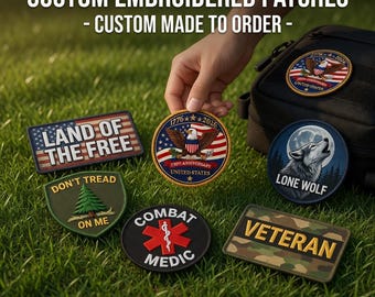 Custom Logo Patch, Personalized Embroidered Patch, Upload Your Name or Quote, Iron & Sew On  Patches for Jacket Hat Backpack Clothes and