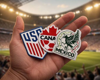 World Cup 2026 Patch Set, USA Canada Mexico Flag Patches, Soccer Fan Gear Embroidered, Iron & Sew On Patch for Jacket Hat Backpack Clothes