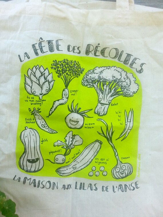Sacs En Coton De Legumes Rigolos Pour Plier Dans La Sacoche Etsy