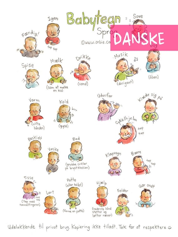 Dk Baby Sign Language Poster Danish Printable Sign With Etsy