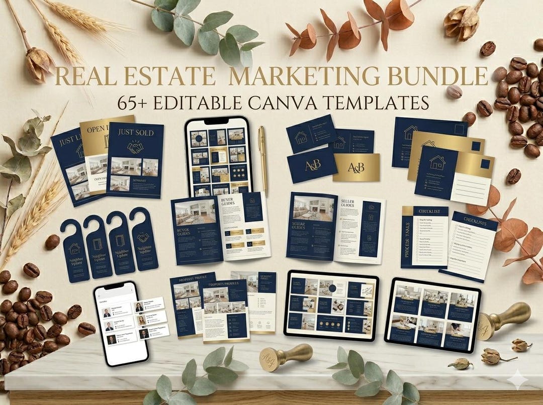 Real Estate Marketing Bundle Canva Templates Realtor Kit Just Listed ...