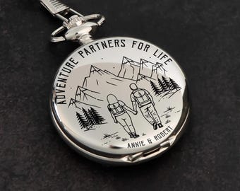 Adventure Partners For Life Camping Couple - Personalized Pocket Watch