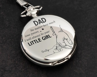 Father's Day Gifts, How Much Time Passes, I Will Always Be Your Little Girl - Personalized Pocket Watch - Gift For Dad