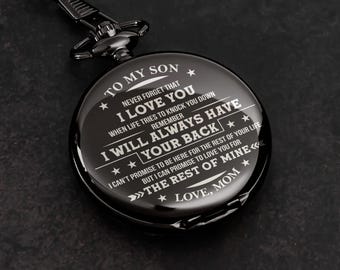 Never Forget That I Love You Gift For Son Grandson Nephew - Personalized Pocket Watch