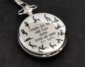 I F_cking Love You More Every Second - Personalized Pocket Watch